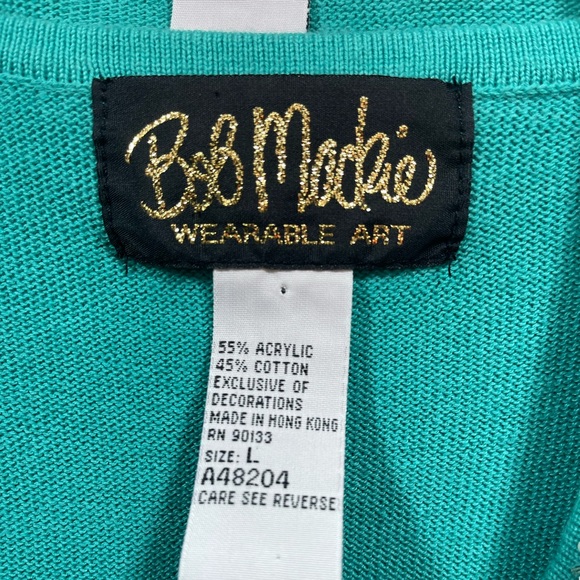 BOB MACKIE VINTAGE RARE FIND OPEN FRONT CARDIGAN SWEATER SET SLEEVED SHELL L - Picture 4 of 6